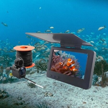 4.3 Inch Camera 15m Video Cable Fishing Finder Wide Angle 195 Degree HD Underwater Camera IPS Screen Shark Sonar Storage box Include Fisherman Gift