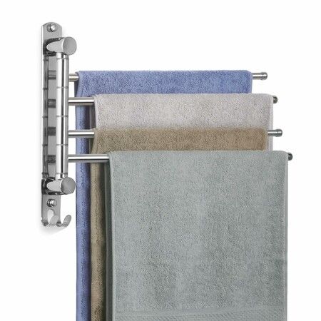 4-Arm Rotating Stainless Steel 304 Towel Rack Bathroom Foldable Towel Bar Space-Saving Christmas Gift