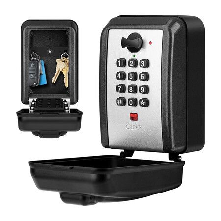 Waterproof Key Lock Box for Outside, Wall Mount Lock Box for Keys with Code, 12-Digit Combination Resettable Security Lockbox for Outdoor House Spare Keys