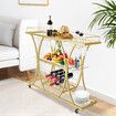 Bar Cart Wine Rack Drinks Trolley Gold Glass Holder Serving Mirror Shelves Alcohol Tea Coffee Home Kitchen Storage Rolling Wheels Metal Frame Mobile