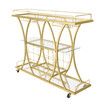 Bar Cart Wine Rack Drinks Trolley Gold Glass Holder Serving Mirror Shelves Alcohol Tea Coffee Home Kitchen Storage Rolling Wheels Metal Frame Mobile