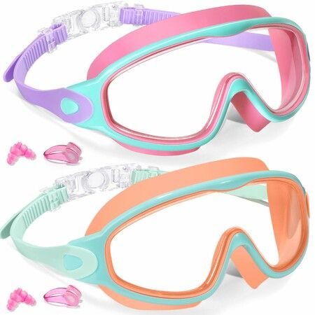 2 Pack Kids Swim Goggles for Age3+ UV Protection Anti-Fog Pool Water Swimming Goggles For Boys Girls