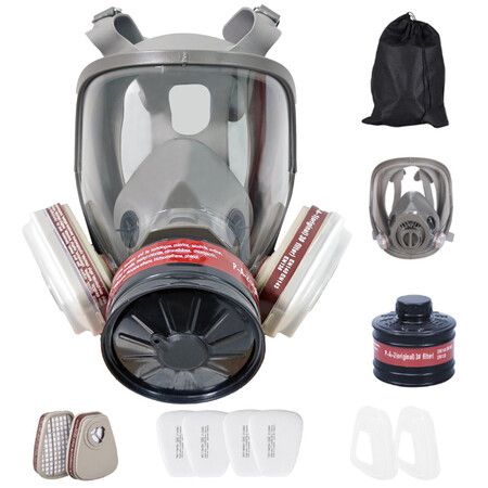 Full Face Gas Mask, Gas Masks Survival and Chemical with 40mm Activated Carbon Filter for Gases, Vapors, Dust, Chemicals
