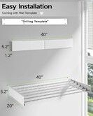 Wall Mounted Clothes Drying Rack 100 CM Foldable Laundry Rack Folding Indoor Drying Rack Clothing Collapsible Towel Rack with Wall Template 6 Rods