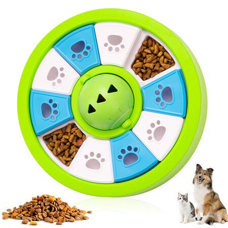 Interactive Dogs Toys for Slow Feeder, Pets Puzzle Feeders for Food Dispenser, Puzzle Feeder for Medium Small Dogs Cats IQ Training (Green)