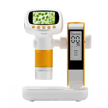 Kids Microscope Handheld  HD Digital 1080P  Type-C Base Clock 20X 500X Magnification Photography Recording Christmas Birthday Kids Gift COL Orange
