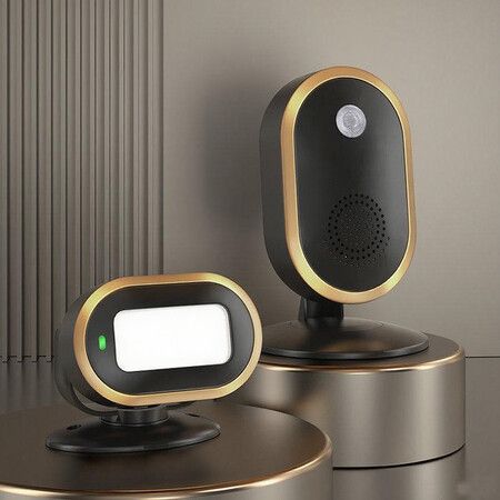 Welcome Doorbell, Motion Sensor Doorbell, Door Chime for Business When Entering, Store Welcome Entry Bellring, Multi languages 4 Volume Levels, Black