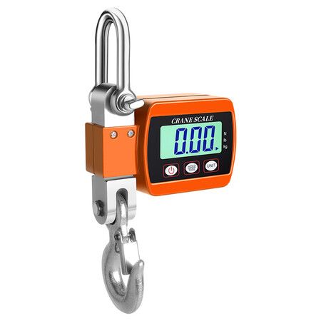 Portable Digital Crane Scale 500Kg Digital Crane Hanging Scale Heavy Duty Crane Scale LCD Backlight Industrial Hook Scales Unit Change Color Orange