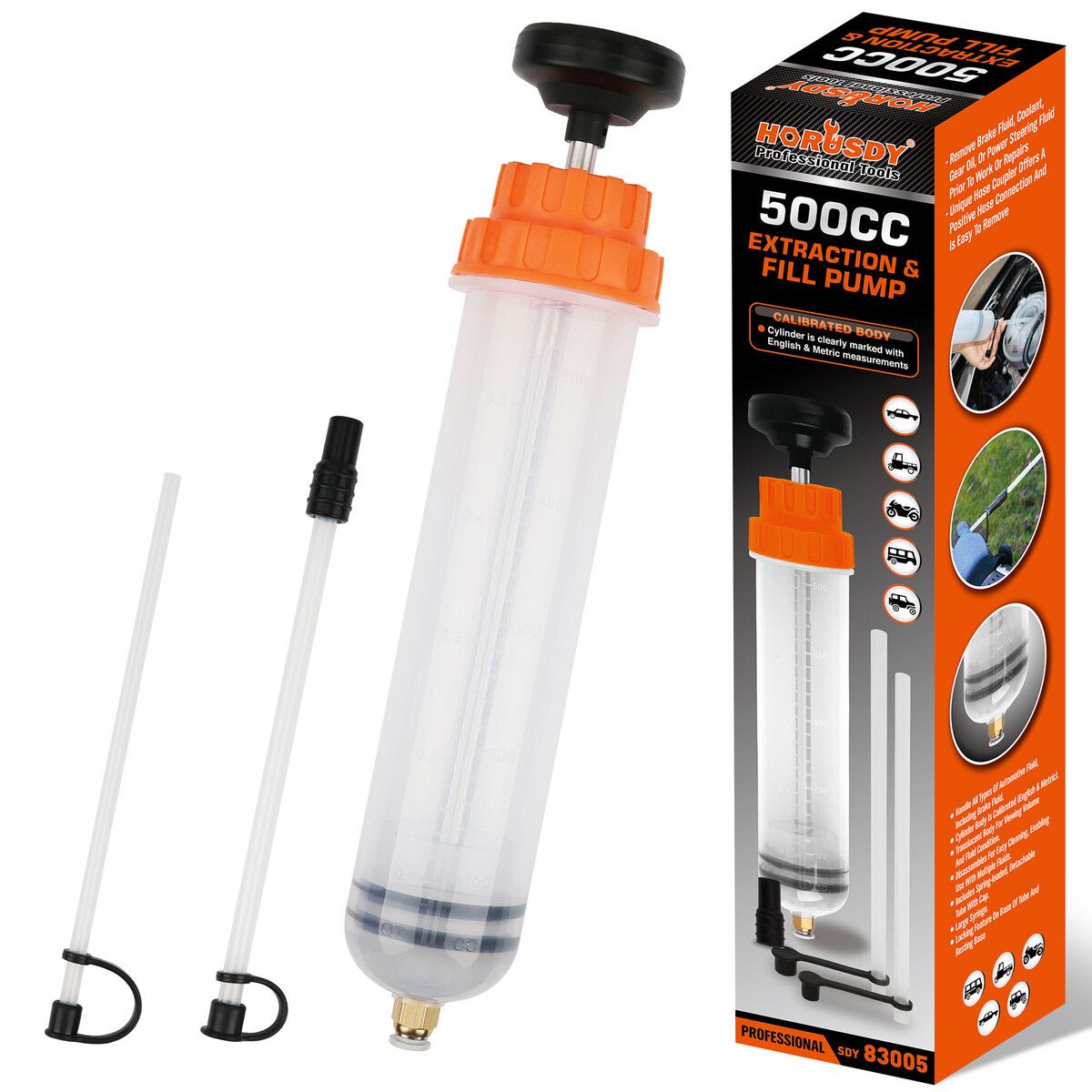500CC Automotive Fluid Extractor,Oil Extractor/Oil Syringe,Fluid Syringe Pump Manual Vacuum Fuel Suction Pump For Car Transfer