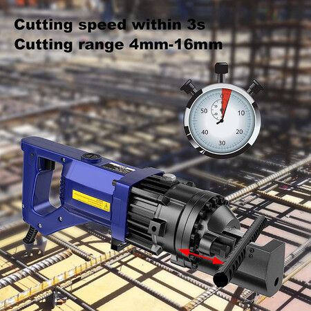 900W Hydraulic Electric Rebar Cutter RC16 2.5s Cutting Speed 4mm 16mm Steel Bar Commercial Grade Motor Portable Construction Mechanical Processing Tools