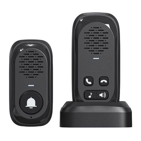 Wireless Doorbell, Wireless Intercom System for Home, 984ft Vioce Intercom Distance, 4 Volume Levels, Doorbells for House (Black)