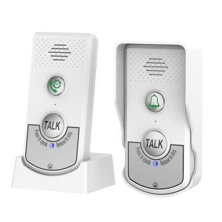 Intercom Doorbell, 1000m Range Two Way Voice Home Intercomunicador Rechargeable Intelligent Electronic Doorbell Chimes for Home Security (White)