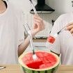 Watermelon Cutter,2-in-1 Stainless Steel Fruit Cutter,Dual Head Watermelon Fork Slicer Tool,Summer Fruit Cutting Home Kitchen Gadgets