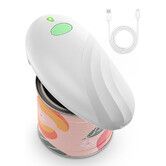 Rechargeable Electric Can Opener for Seniors, Automatic Can Openers Smooth Edge for Kitchen with 2000mAh Battery for Any Size Cans, White