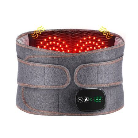 Heating Massage Warmth Lumbar  Heated Waist Belt Wrap Red Light Therapy 5000mAh 118x20cm  Vibration  Electric Birthday Gift  Back, Waist, Lumbar COL Gray