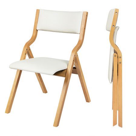 Levede 2x Dining Chairs Foldable PU Beige
