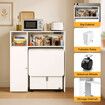 Side Dining Table Folding 2in1 Cabinet Hall Console Storage Shelves Rolling Desk Drop Leaf Wood Kitchen Breakfast Room Furniture USB Power Strip White