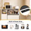 Side Dining Table Folding 2in1 Cabinet Hall Console Storage Shelves Rolling Desk Drop Leaf Wood Kitchen Breakfast Room Furniture USB Power Strip White