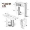 Side Dining Table Folding 2in1 Cabinet Hall Console Storage Shelves Rolling Desk Drop Leaf Wood Kitchen Breakfast Room Furniture USB Power Strip White