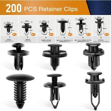 Universal Plastic Fender Clips,200 Pcs Push Bumper Fastener Rivet Clips with 6 Size Auto Body Retainer Clips Bumpers,Car Fender Replacement For Car vehicle