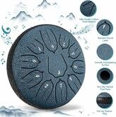 Steel Tongue Drum Percussion, 6 Inch 11 Notes Musical Instruments, Music Gifts for Family Friends (Navy blue)