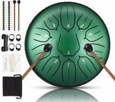 Steel Tongue Drum Percussion, 6 Inch 11 Notes Musical Instruments, Music Gifts for Family Friends (JewelGreen)
