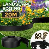 Garden Edging 20mx12cm Lawn Border Landscape Edge Flexible DIY Fence Barrier Path Driveway Yard Plant Grass Flower Bed Support Decor Plastic Roll Kit