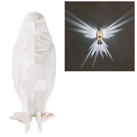White 3D Owl LED Wall Light Battery Operated Resin Night Lamp 22x11 5x8 5CM White Light Animal Decoration For Staircase Hallway Kitchen