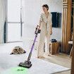 Purple Cordless Vacuum Cleaner, 550W 35Kpa Vacuum Cleaners for Home, Stick Vacuum Cordless with Low Noise, LED Screen, Wall Mount Charging, Rechargeable