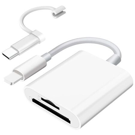 SD Card Reader for iPhone iPad Camera,Dual Card Slot Memory Card Reader