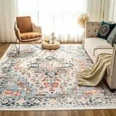 Vintage Rug for Bedroom Non Slip Washable Area Rugs Large Rug for Living Room Dining Indoor Floor Mat 6×9 Foldable Accent Rug Modern Soft Abstract Rugs
