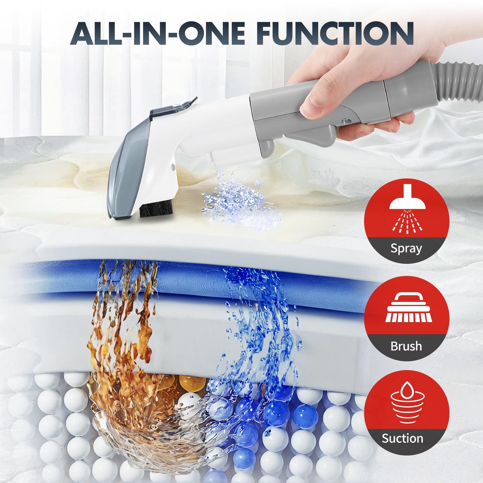 Carpet Upholstery Cleaner Spot Vacuum Fabric Sofa Rug Stain Remover Mattress Car Seat Pet Stain Curtain Cleaning Machine Rechargeable Battery 2 Tanks