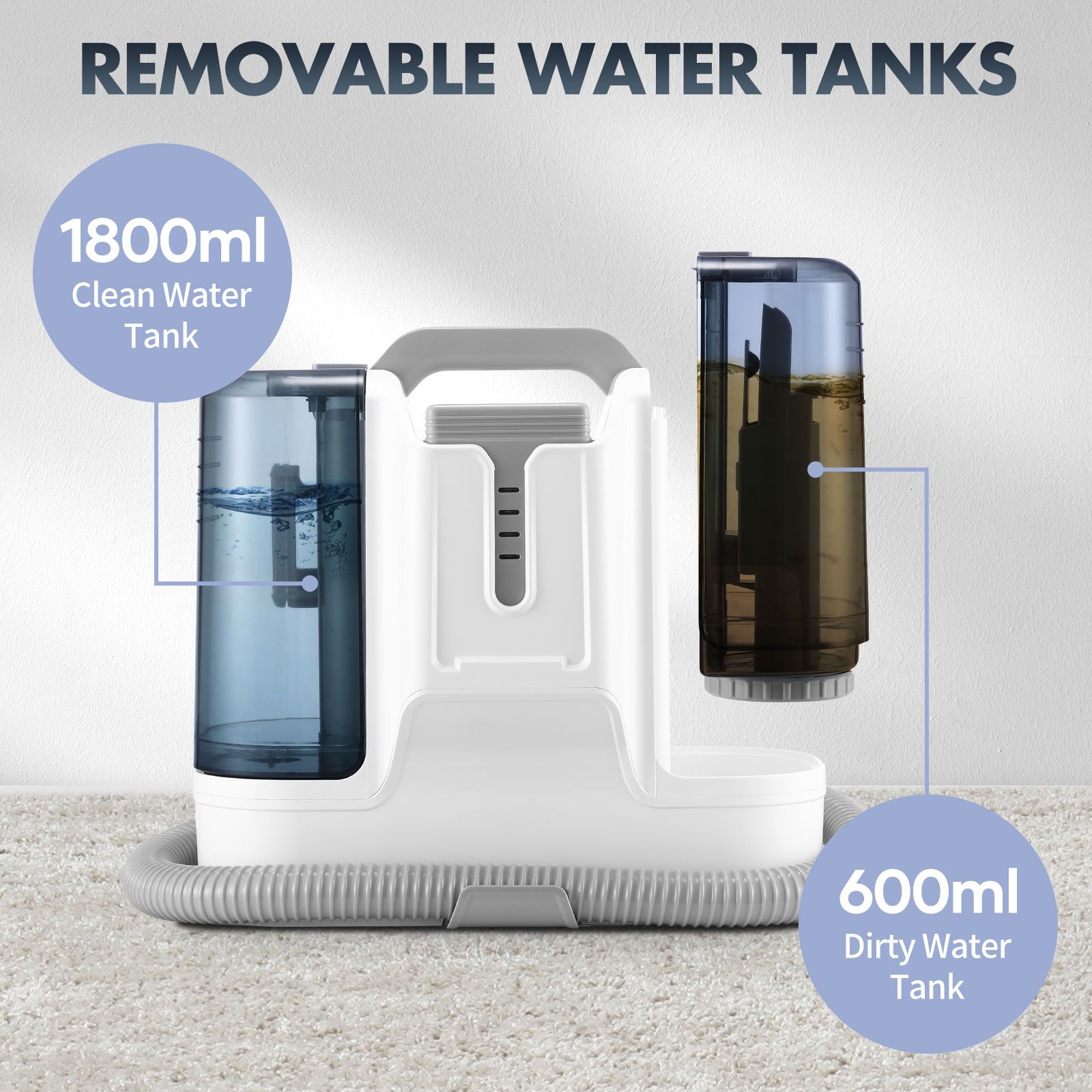 Carpet Upholstery Cleaner Spot Vacuum Fabric Sofa Rug Stain Remover Mattress Car Seat Pet Stain Curtain Cleaning Machine Rechargeable Battery 2 Tanks