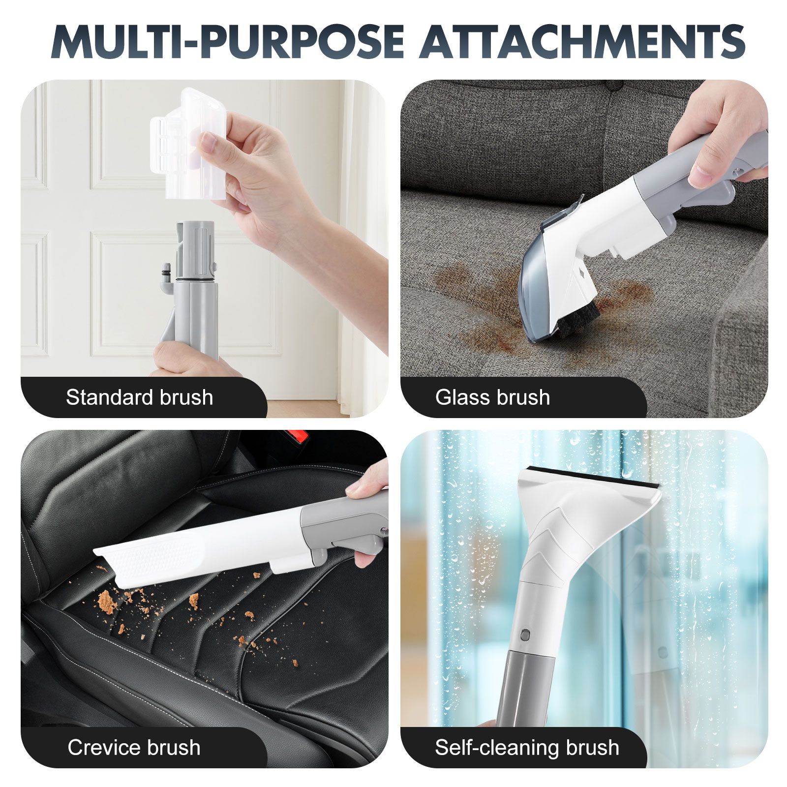 Carpet Upholstery Cleaner Spot Vacuum Fabric Sofa Rug Stain Remover Mattress Car Seat Pet Stain Curtain Cleaning Machine Rechargeable Battery 2 Tanks