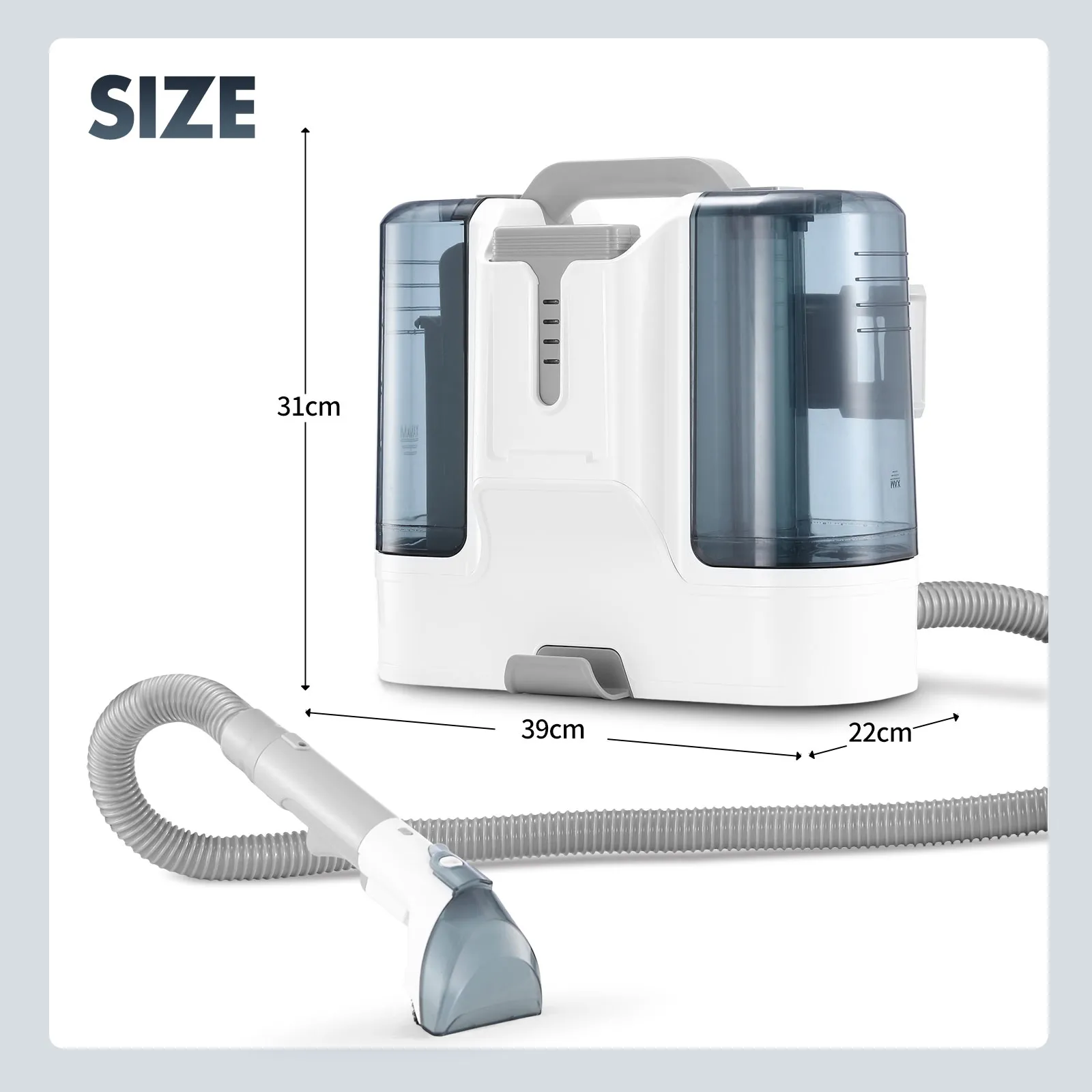 Carpet Upholstery Cleaner Spot Vacuum Fabric Sofa Rug Stain Remover Mattress Car Seat Pet Stain Curtain Cleaning Machine Rechargeable Battery 2 Tanks