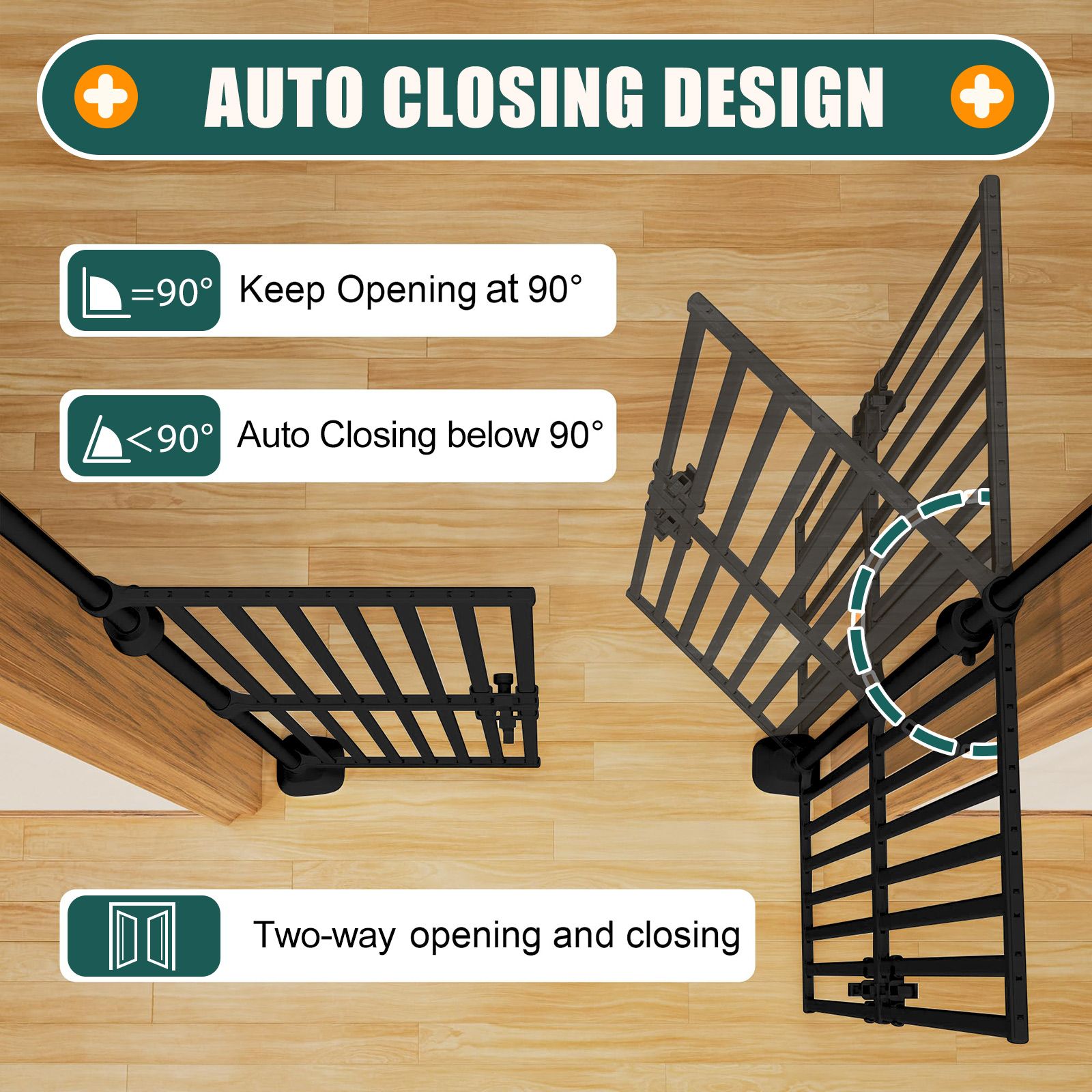 Safety Gate Retractable Pet Dog Cat Extra Tall Fence Enclosure Guard Security Barrier Fencing for Stairs Doorway Kitchen 190 to 250cm Black