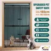 Safety Gate Retractable  Pet Dog Cat Extra Tall Fence Enclosure Guard Security Barrier Fencing for Stairs Doorway Kitchen 190 to 250cm Black