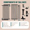 Safety Gate Retractable Pet Dog Cat Extra Tall Fence Enclosure Guard Security Barrier Fencing for Stairs Doorway Kitchen 190 to 250cm Black