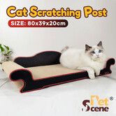 Cat Scratching Post Pet Bed Scratcher Toy Corrugated Cardboard Furniture Couch Sofa Shape Pad Indoor Kitten Nest Play Lounge  80 x 39 x 20cm