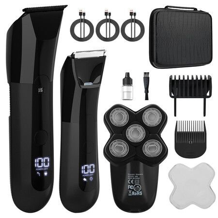 Professional Electric Cordless Hair Clipper With Adjustable Comb Shaver Set Hair Cutting Machine With Storage Bag For Men