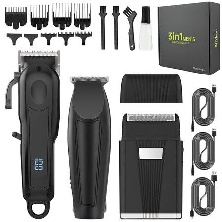 Professional Electric Hair Clipper with Limited Comb Hair Trimmer Kit With Charging Cable Cleaning Brush,For Men Stylists Barber Barbershop