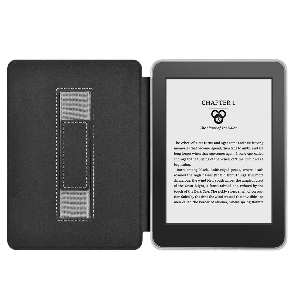6” Kindle Case (2024 & 2022, 11th Gen) with Hand Strap -Black– Slim Protective Cover with Auto Sleep/Wake for Kindle Basic