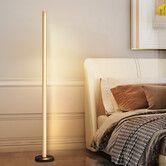 Corner Floor Lamp, 140cm LED Floor Lamp, Wooden Standing Light for Living Room, Bedroom (Round)