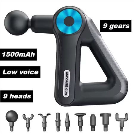 Fascia Massage Gun,Handheld Muscle Massager,Mini Massage Gun for Fatigue and Relax,Percussion Massage Gun with 9 Heads And 9 Speeds