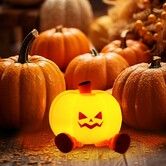 Pumpkin Night Light,Silicone LED Lamp,with 3 Level Dimmabl,Rechargeable Bedside Touch Lamp,Funny Office Desk and Halloween Decor