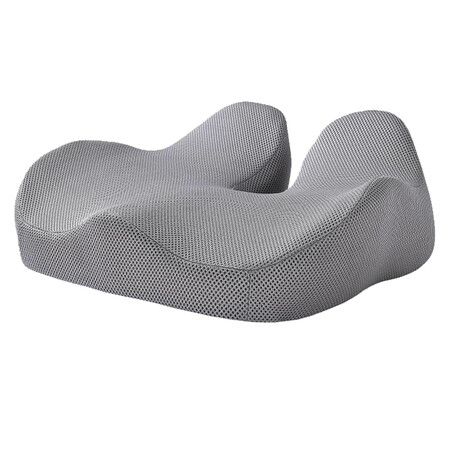 Ergonomic Memory Foam Seat Cushion, Relieves Tailbone and Lower Back, Correct Sitting Posture, for Office Chairs, Car (Grey)