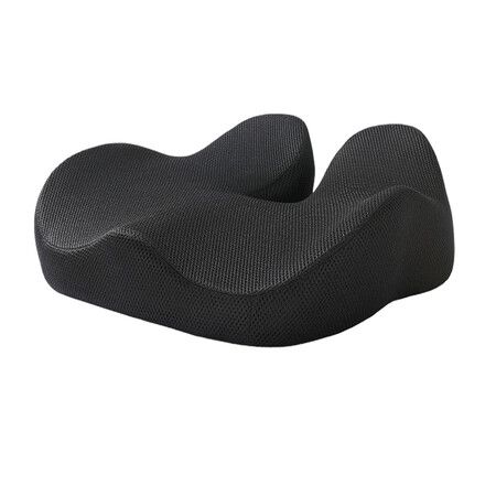 Ergonomic Memory Foam Seat Cushion, Relieves Tailbone and Lower Back, Correct Sitting Posture, for Office Chairs, Car (Black)