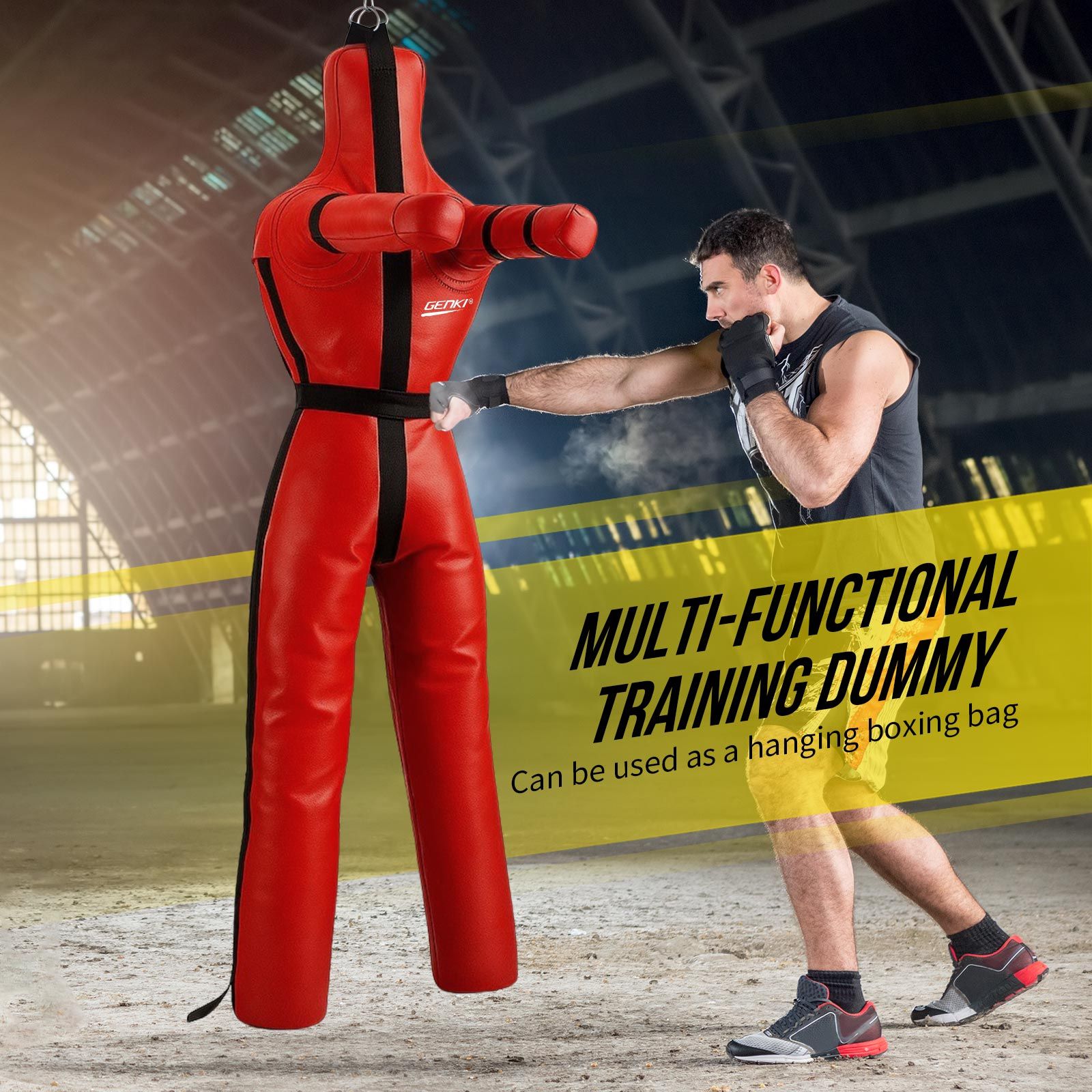 180cm Grappling Dummy BJJ MMA Wrestling Jiu Jitsu Boxing Punching Unfilled Judo Karate Kickboxing Practice Bag Kicking Sports Training Mannequin Genki