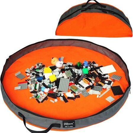 Orange Round 66.8x66.8x7CM Building Block Toy Storage Bag Portable Foldable