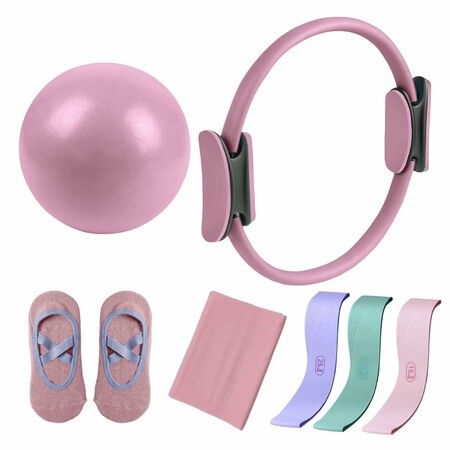 Pilates Yoga Essential Kit,Pilates Yoga Sets for Women,Portable Fitness Equipment,For Home Workout,Gym Training, Pilates Yoga Color Pink